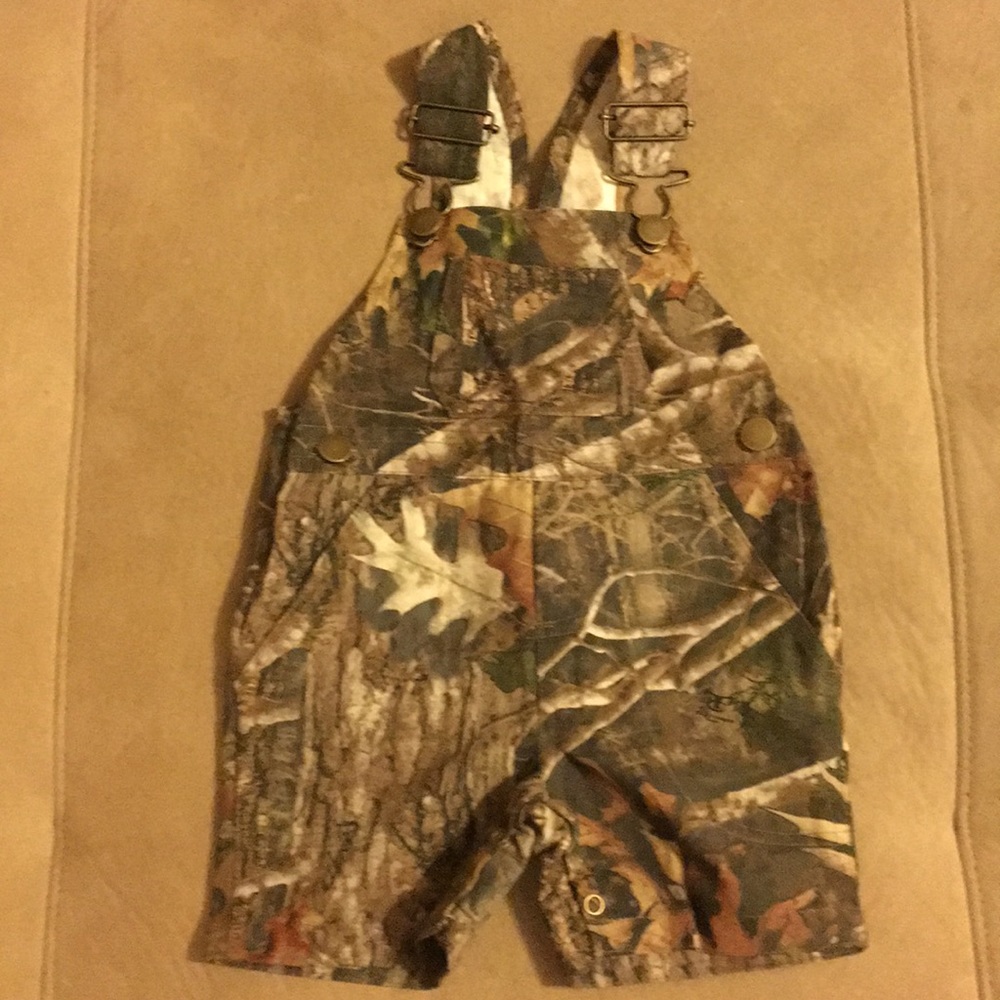 Boy 12 months overalls hunting camo new